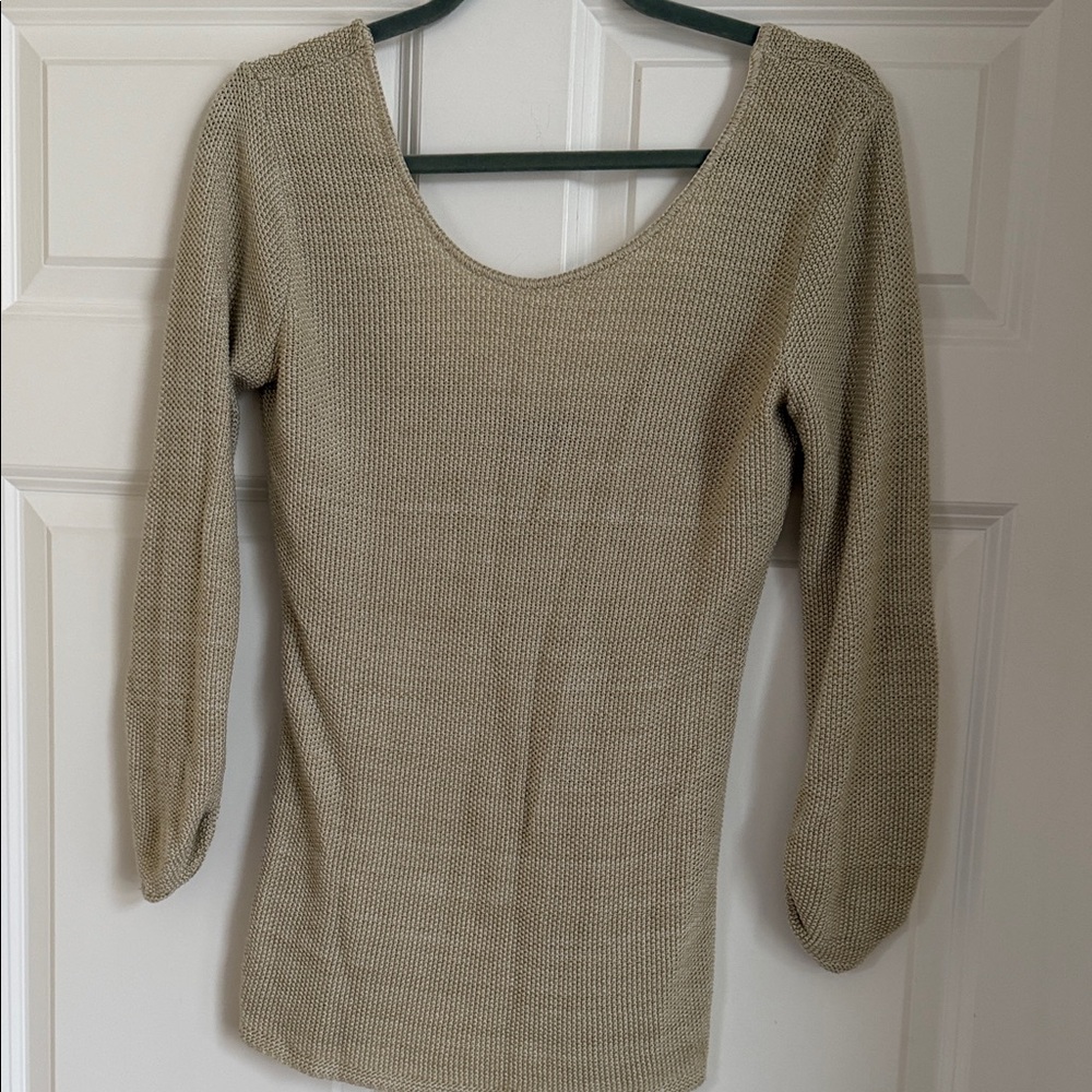 Sparkle & Fade Light Tan Scoop Neck Sweater